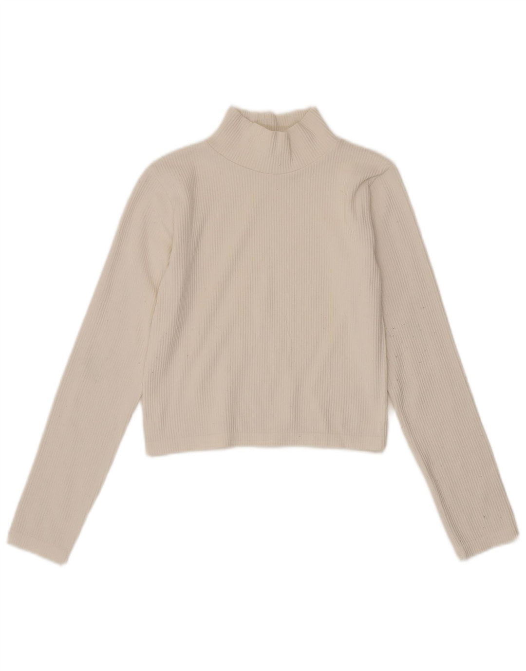 Zara Damen Crop Top Langarm UK 12 Mittelweiß