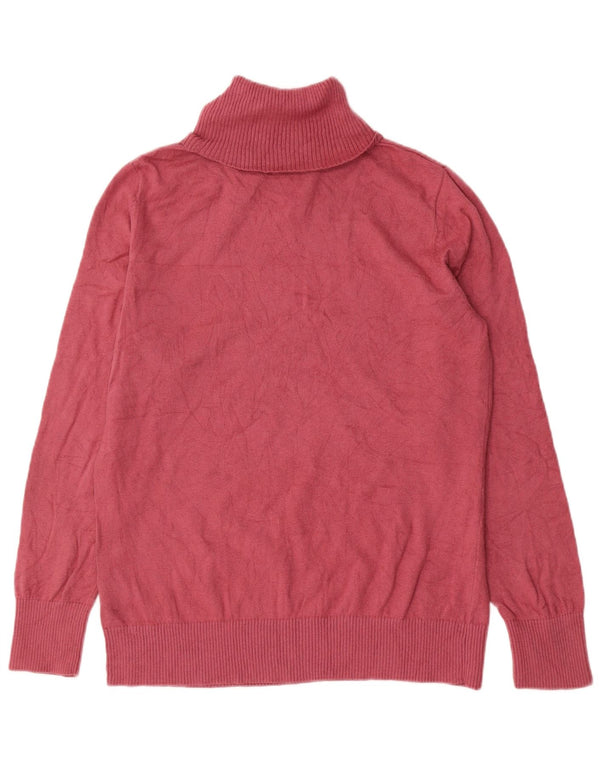 L.L.Bean Womens Roll Neck Jumper Sweater UK 16 Large Pink Cotton