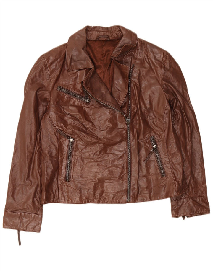C & A Veste en cuir pour femme UK 18 XL Marron