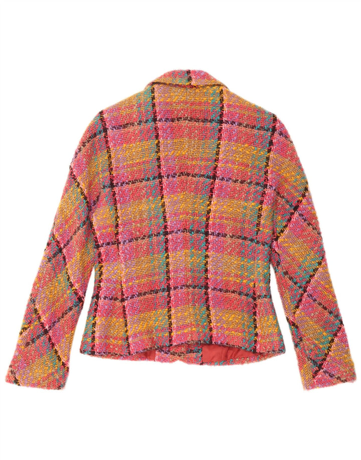 Gerard Darel Womens 3 Button Blazer Jacket IT 38 XS Pink Check Wool