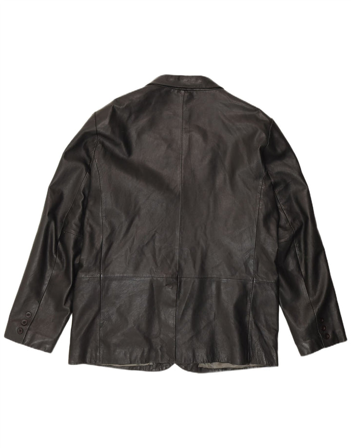 HUDSON Mens Leather Jacket UK 44 2XL Black Leather