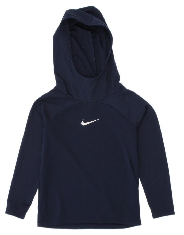 NIKE Boys Graphic Hoodie Jumper 5-6 Years  Navy Blue Polyester