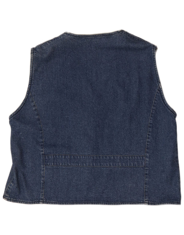 Vintage Damen Jeansweste UK 20 2XL Blau geblümt