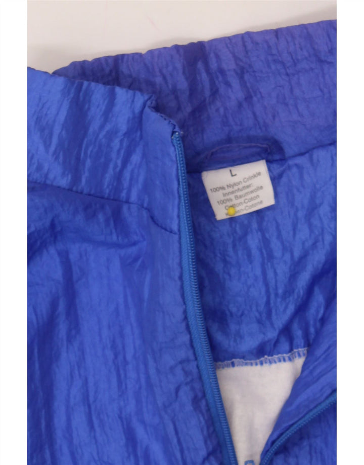 VINTAGE Mens Graphic Tracksuit Top Jacket Large Blue Nylon Vintage Vintage and Second-Hand Vintage from Messina Hembry 