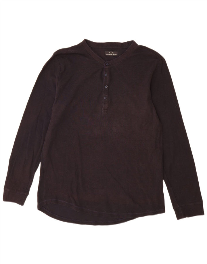 Zara Mens Top Long Sleeve XL Navy Blue