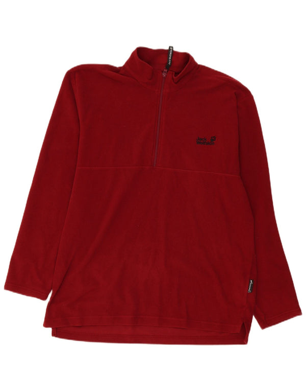 Jack Wolfskin Mens Zip Neck Fleece Jumper XL Burgundy Polyester