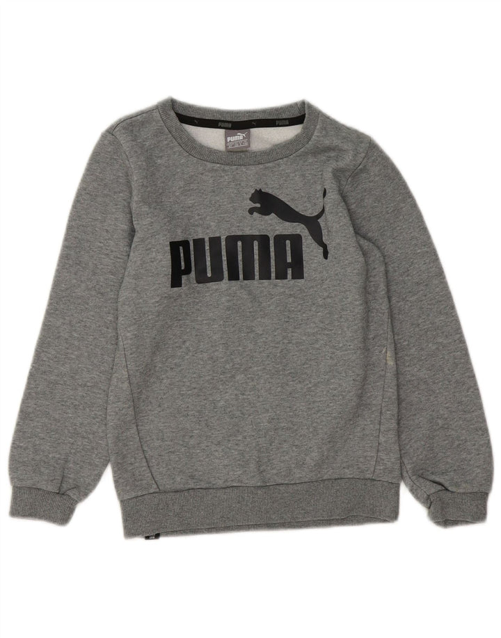 PUMA Boys Graphic Sweatshirt Jumper 7-8 Years Grey Cotton