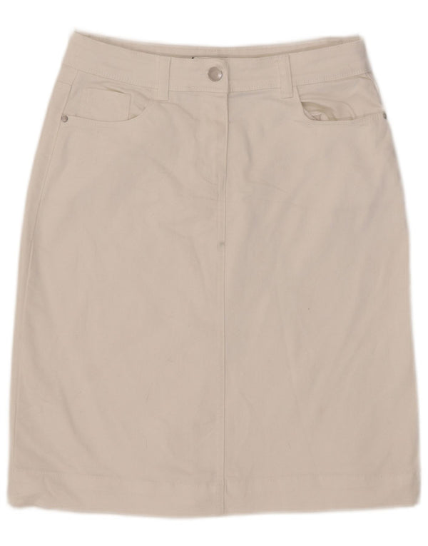 M&Co Womens Denim Skirt UK 10 Small W30 White Cotton