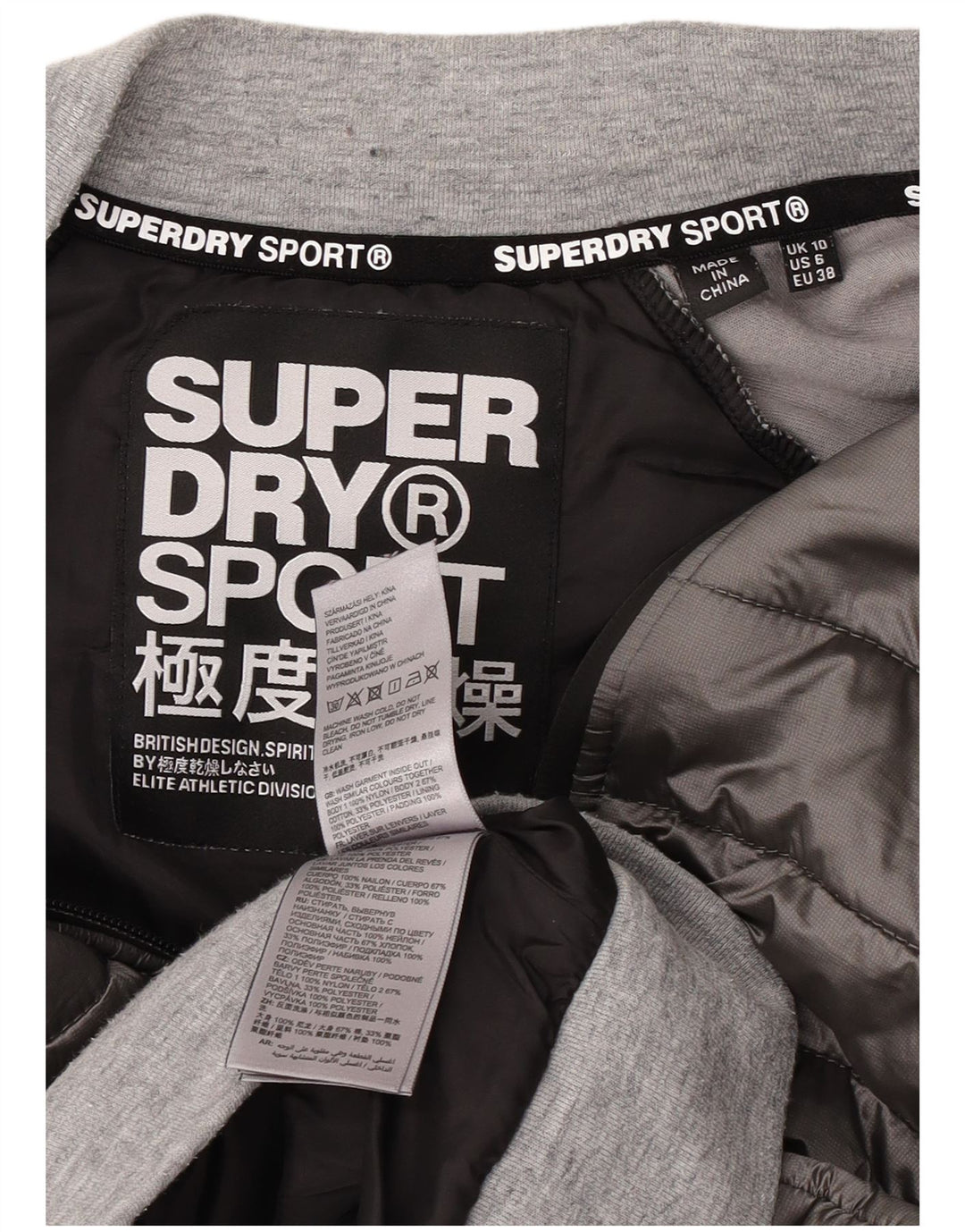 Superdry Womens Graphic Padded Jacket UK 10 Small Grey Nylon