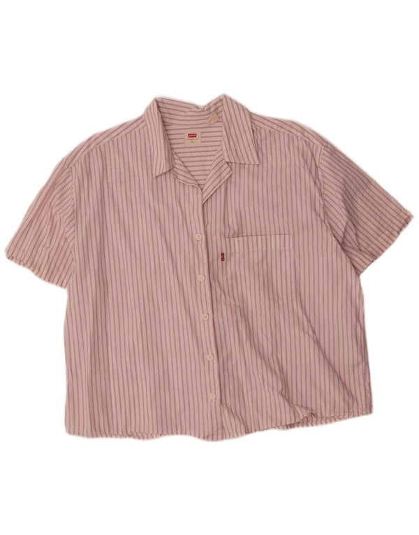 Camicia oversize a maniche corte da donna Levi's UK 18 XL Cotone gessato rosa