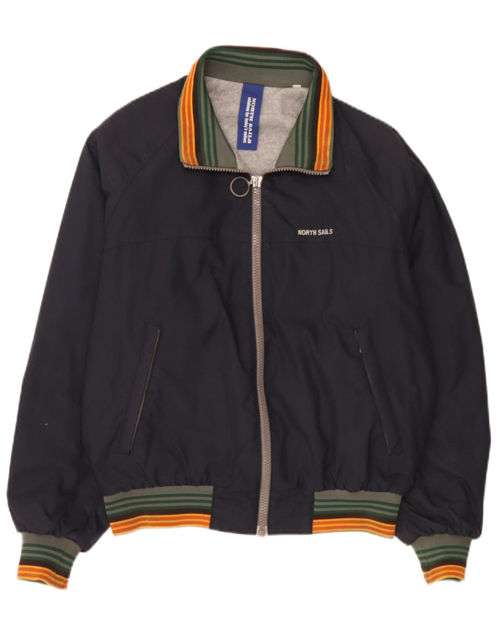 North Sails Mens Bomber Jacket UK 38 Medium Navy Blue Striped Polyamide