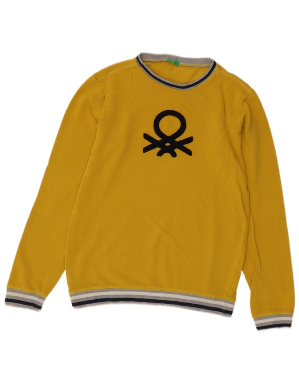 Benetton Pull à col rond pour garçon 13-14 ans 3XL Jaune Rayé