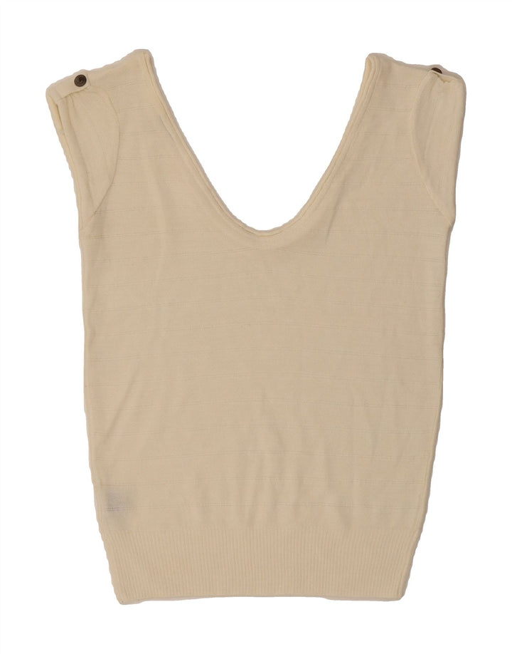 VINTAGE Womens Vest Tank Top EU 38/40 Medium Off White Acrylic Vintage Vintage and Second-Hand Vintage from Messina Hembry 