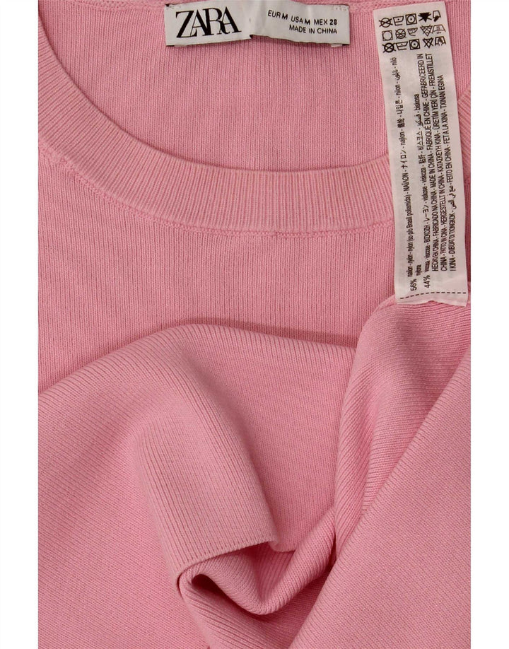 Zara Womens Crop Top UK 14 Medium Pink Nylon