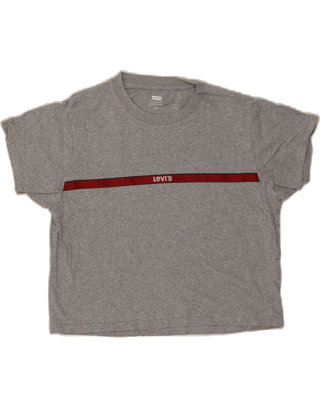 LEVI'S Womens Oversized Crop Graphic T-Shirt Top UK 10 Small Grey Vintage Levi's and Second-Hand Levi's from Messina Hembry 