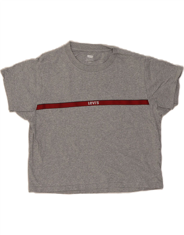 LEVI'S Womens Oversized Crop Graphic T-Shirt Top UK 10 Small Grey Vintage Levi's and Second-Hand Levi's from Messina Hembry 