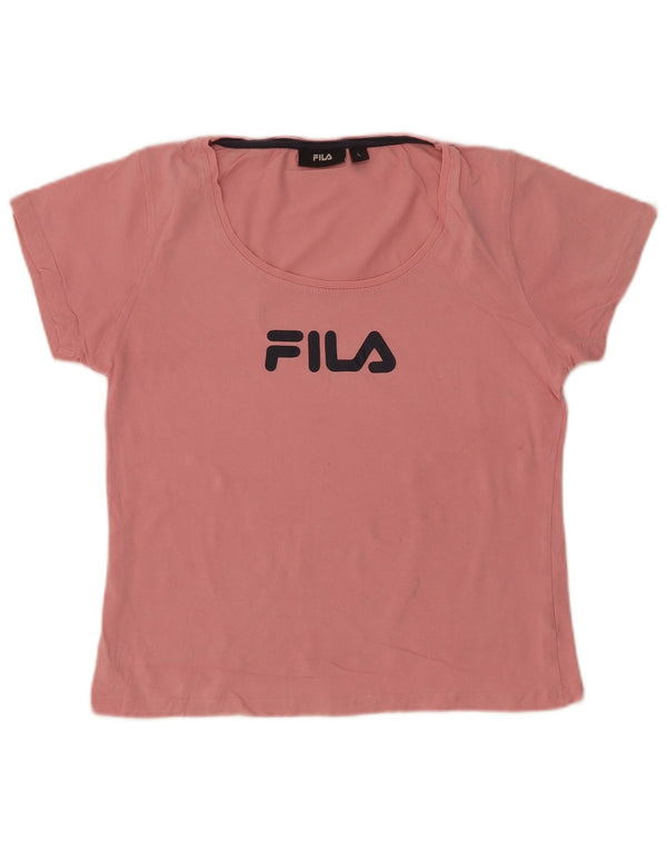 Fila Damen Grafik T-Shirt Top UK 14 Large Pink