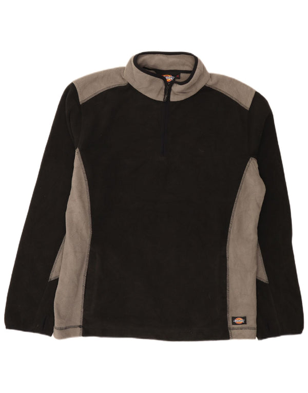 Dickies Mens Zip Neck Fleece Jumper XL Black Colourblock Polyester