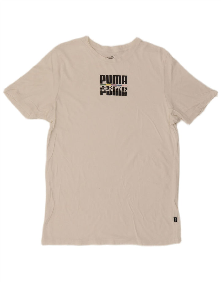 Puma Mens Graphic T-Shirt Top Medium White