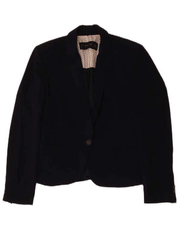 Blazer pentru femei Zara cu 1 nasture UK 14 Medium Bleumarin