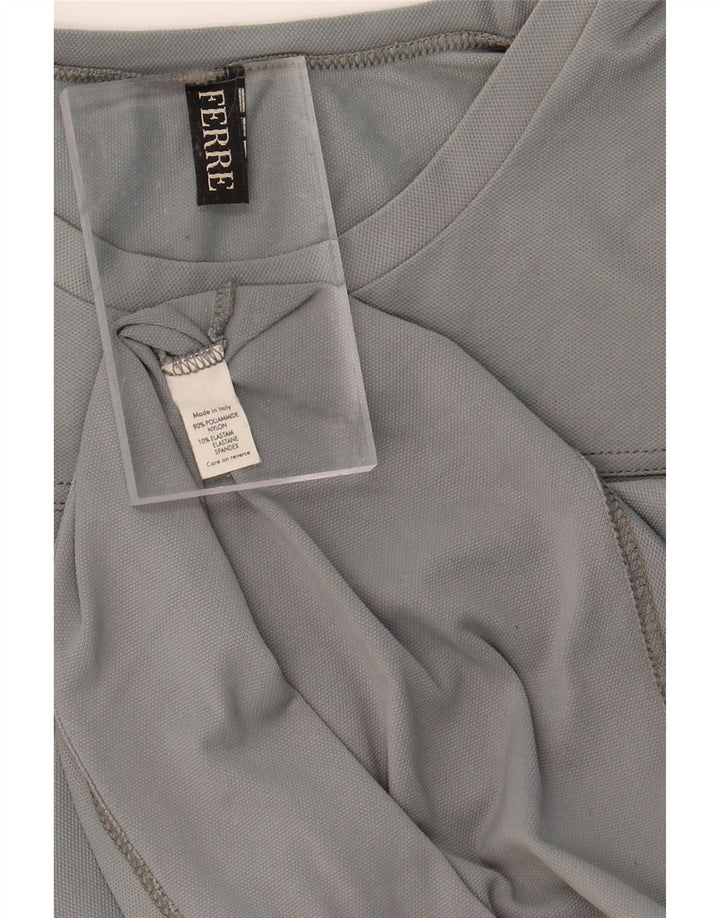 FERRE Womens T-Shirt Top UK 12 Medium Grey Polyamide Vintage Ferre and Second-Hand Ferre from Messina Hembry 