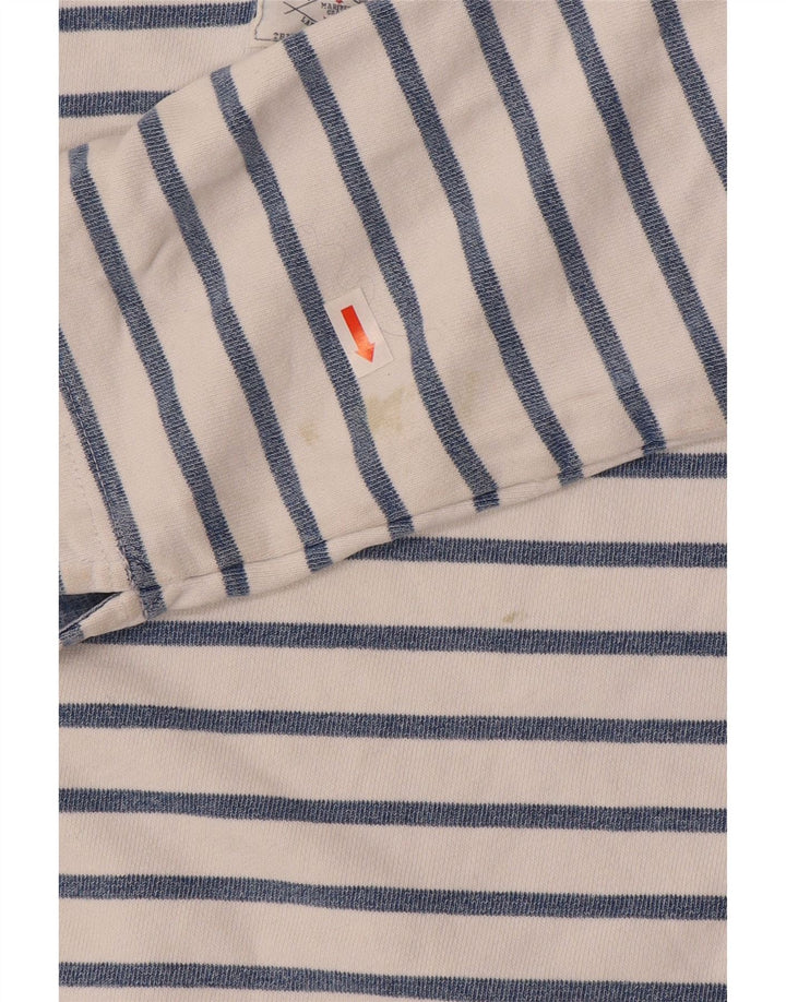 Joules Womens Button Neck Sweatshirt Jumper UK 12 Medium Blue Striped