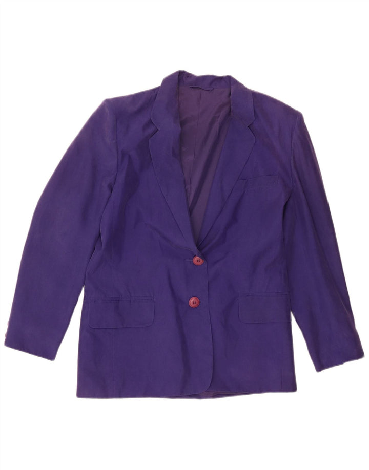 GVB Womens Loose Fit 2 Button Blazer Jacket UK 12 Medium Purple Silk