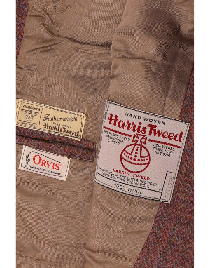 Orvis Dame Harris Tweed Blazer Jacket UK 12 Medium Red Herringbone