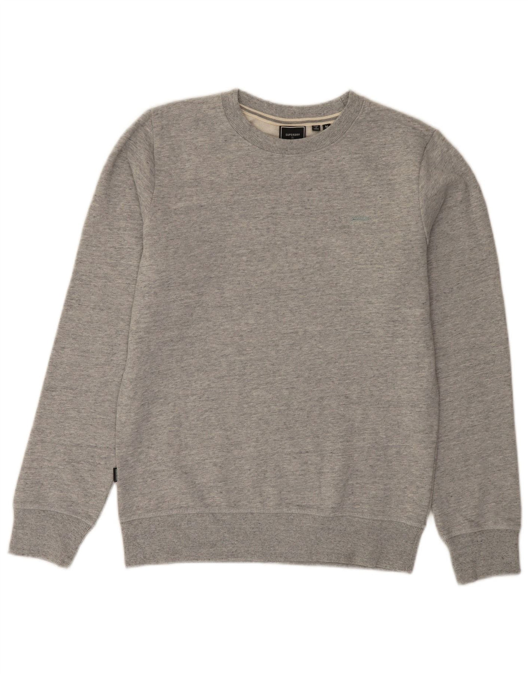 Superdry Herren-Sweatshirt-Pullover aus mittelgrau gefleckter Baumwolle