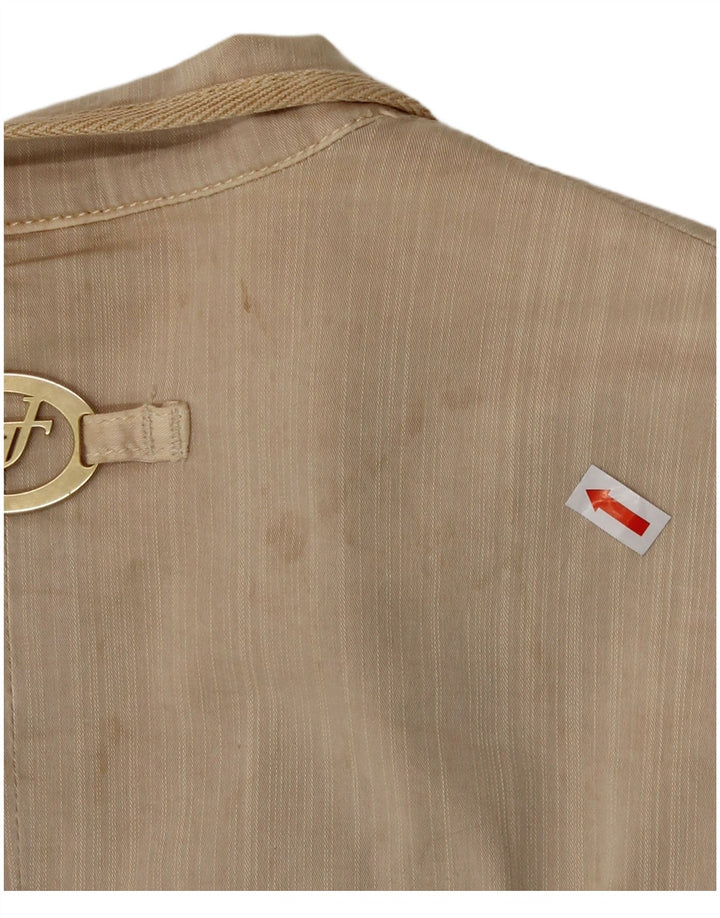 Trussardi Womens 2 Button Blazer Jacket IT 46 Large Beige Cotton