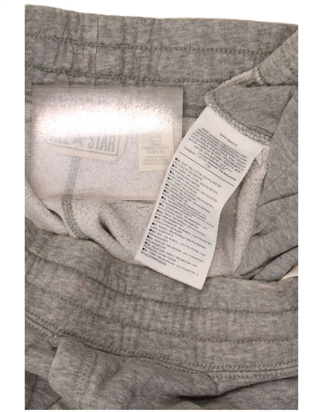 Converse Mens Tracksuit Trousers Joggers Medium  Grey Cotton