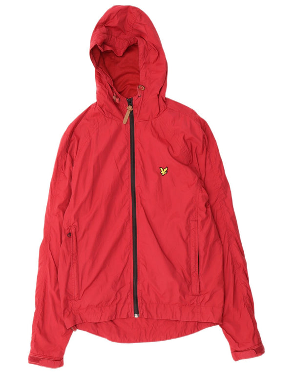 Lyle & Scott Mens Vintage Hooded Rain Jacket UK 38 Medium Red Polyamide