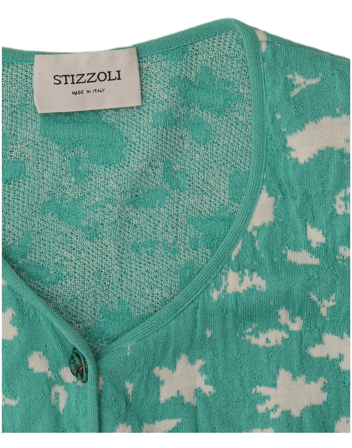 STIZZOLI Maglione cardigan da donna con motivo astratto UK 16 Large Verde