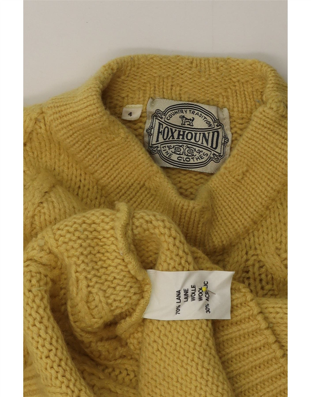 Foxhound Herre grafisk skildpaddehals sweater Medium gul uld
