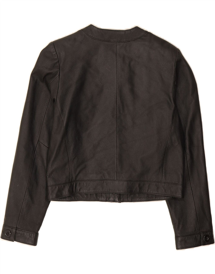 VINTAGE Womens Leather Bolero Jacket UK 12 Medium Black Leather Vintage Vintage and Second-Hand Vintage from Messina Hembry 