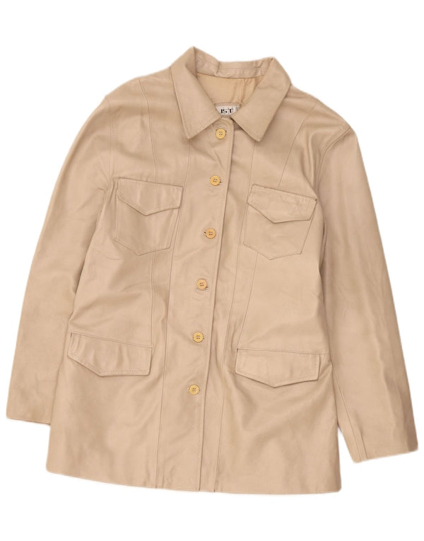 Geacă de piele vintage pentru femei IT 46 Large Beige
