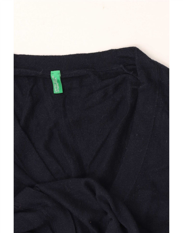 Benetton Mens Cardigan Sweater Small Navy Blue