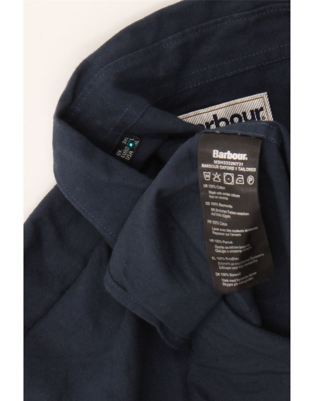 Barbour Mens Shirt 3XL Navy Blue Cotton