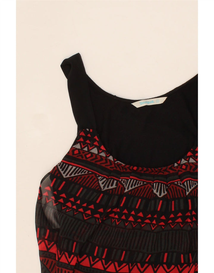 DESIGUAL Womens Graphic A-Line Dress IT 42 Medium Black Geometric Vintage Desigual and Second-Hand Desigual from Messina Hembry 