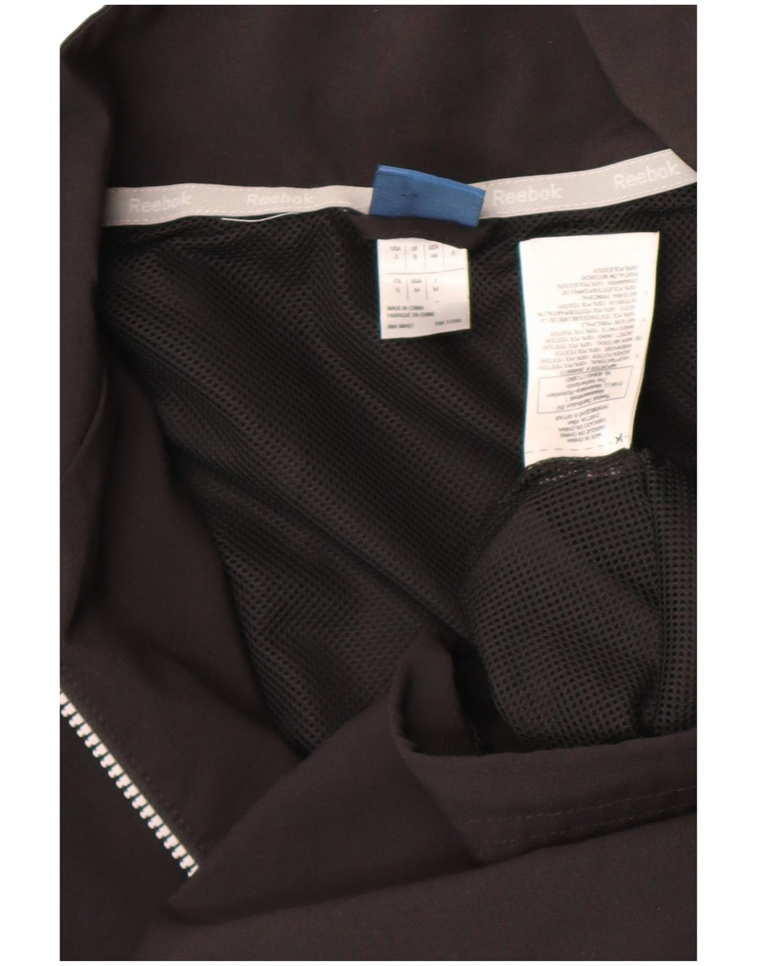 Reebok Mens Tracksuit Top Jacket Small Black Colourblock Polyester