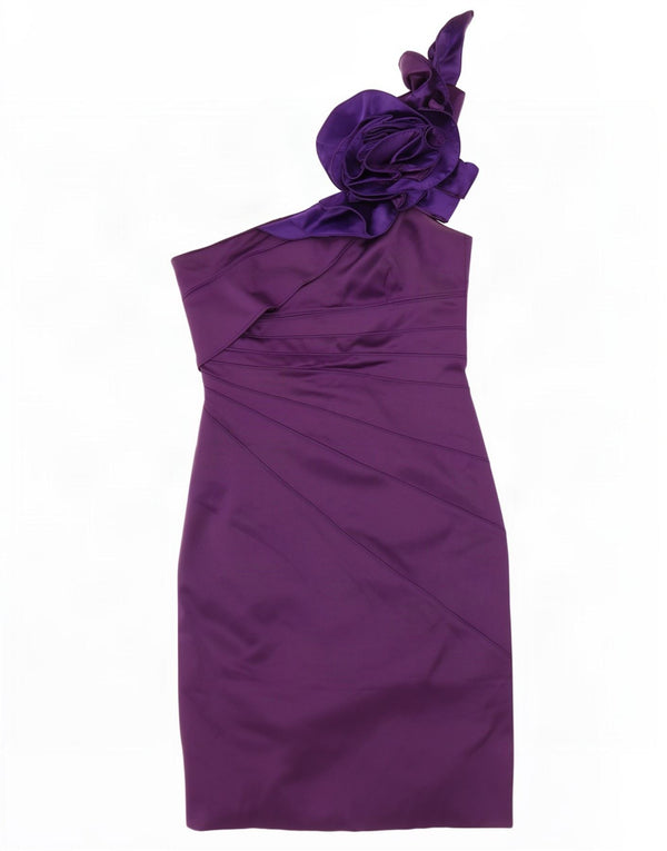 Karen Millen Womens One Shoulder Dress UK 14 Large Purple Colourblock