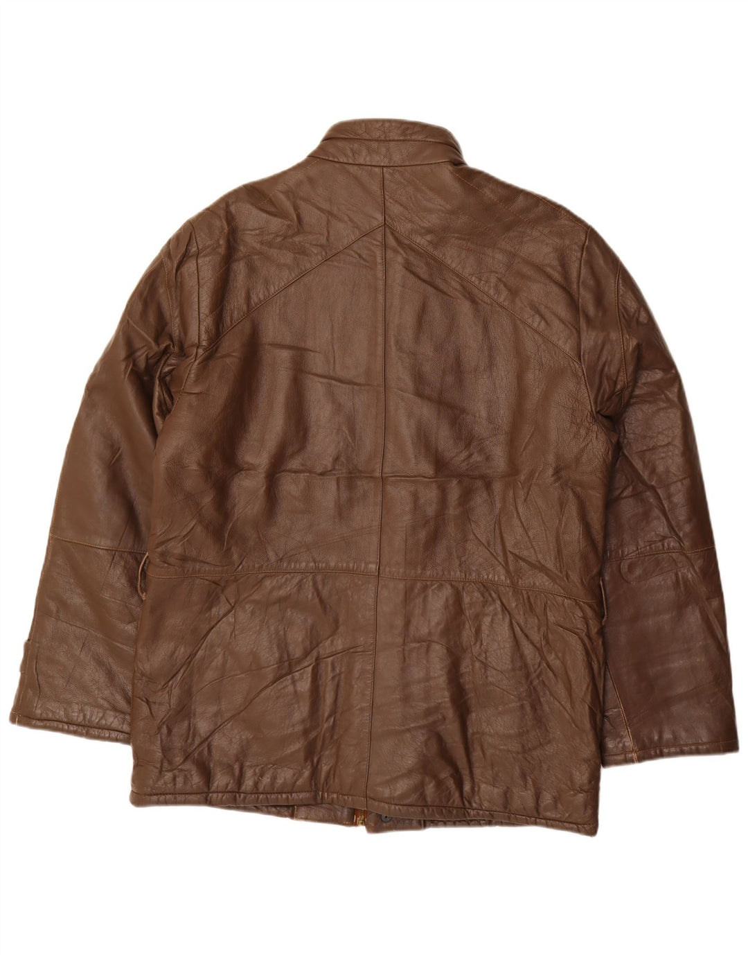 VINTAGE Mens Leather Jacket IT 52 XL Brown Leather