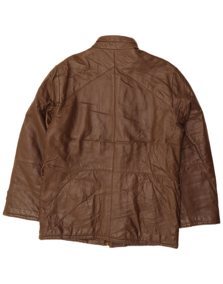 VINTAGE Mens Leather Jacket IT 52 XL Brown Leather