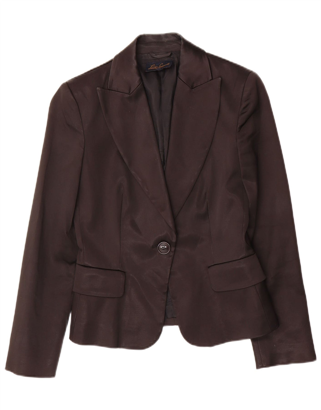 Luisa Spagnoli Dame 1 Knap Blazer Jakke IT 42 Medium Sort Acetat