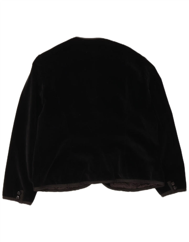 vintage Femmes 5 Bouton Velvet Blazer Veste UK 14 Moyen Noir
