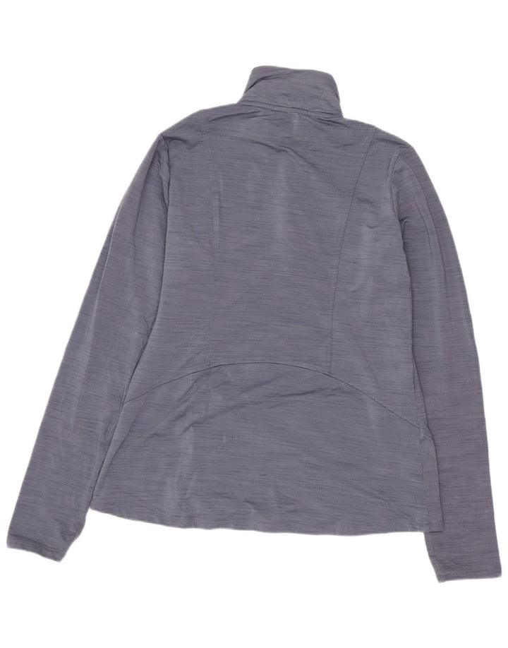 Eddie Bauer Womens Zip Neck Top Long Sleeve UK 14 Medium Navy Blue