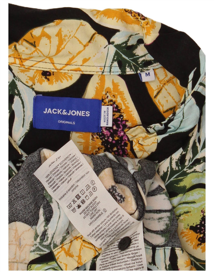 Jack & Jones Mens Short Sleeve Shirt Medium Black Floral Viscose