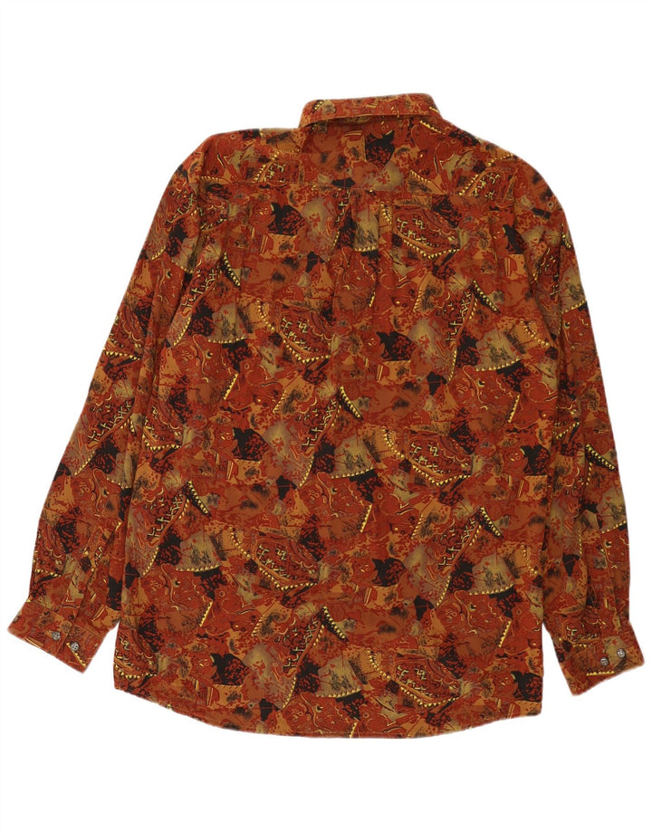 Walter Wolf Chemise à motif abstrait pour homme Taille 40 Viscose marron moyen