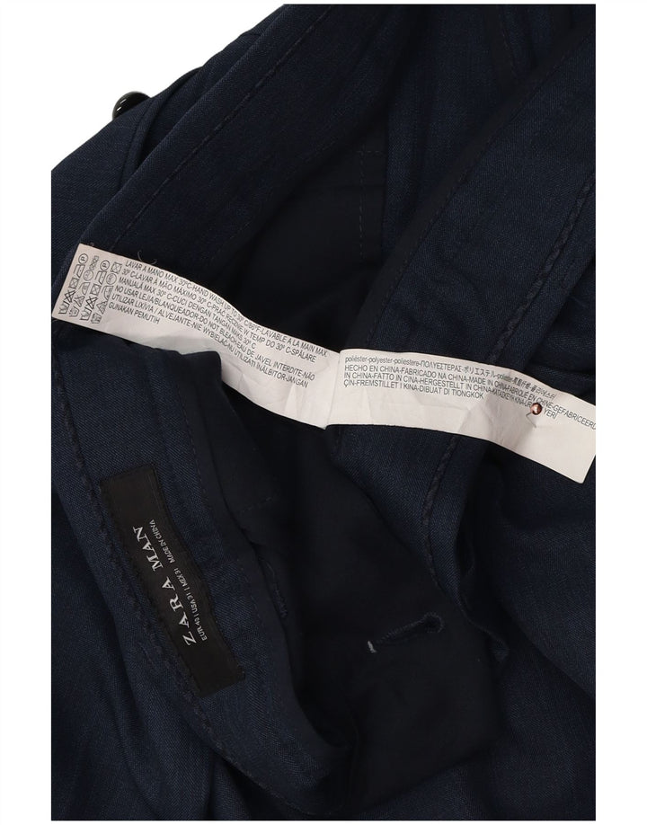 Zara Mens Slim Suit Trousers EU 40 Medium W31 L32 Navy Blue Polyester