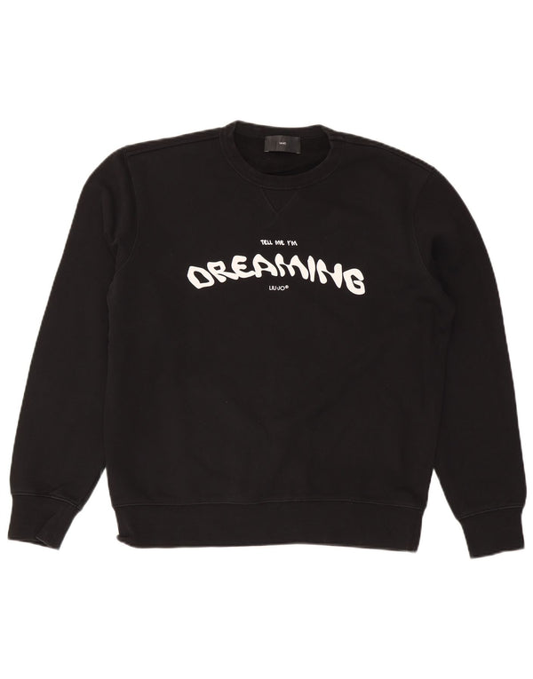 Liu Jo Herre Grafisk Sweatshirt Jumper Medium Sort Bomuld